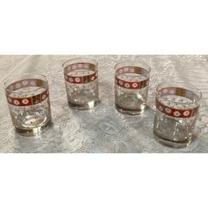Set Of 4 Christmas Kobe Charlton Hall Vintage Rock Old Fashioned Glasses